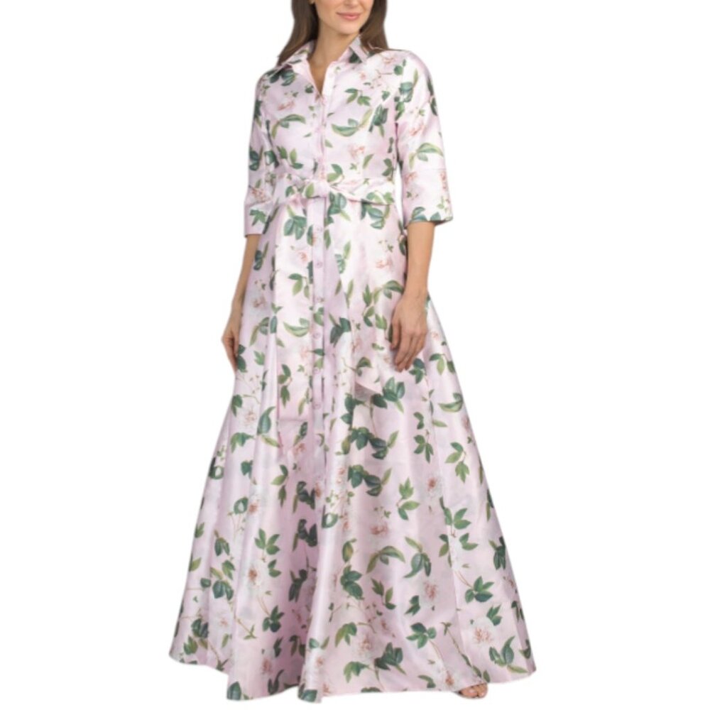 RENE BY RENE RUIZ Three-quarter Sleeve Jacquard Shirt Gown